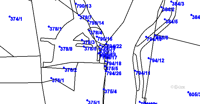 Parcela st. 794/19 v KÚ Zahrádky u České Lípy, Katastrální mapa
