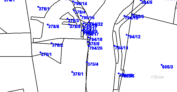 Parcela st. 794/26 v KÚ Zahrádky u České Lípy, Katastrální mapa