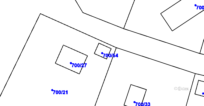 Parcela st. 700/54 v KÚ Zahrádky u České Lípy, Katastrální mapa