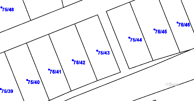 Parcela st. 75/43 v KÚ Záchlumí u Stříbra, Katastrální mapa