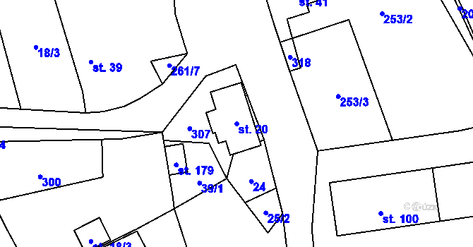 Parcela st. 20 v KÚ Záchlumí u Stříbra, Katastrální mapa
