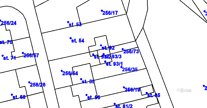 Parcela st. 93/3 v KÚ Záchlumí u Stříbra, Katastrální mapa