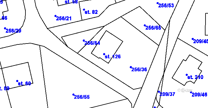 Parcela st. 126 v KÚ Záchlumí u Stříbra, Katastrální mapa