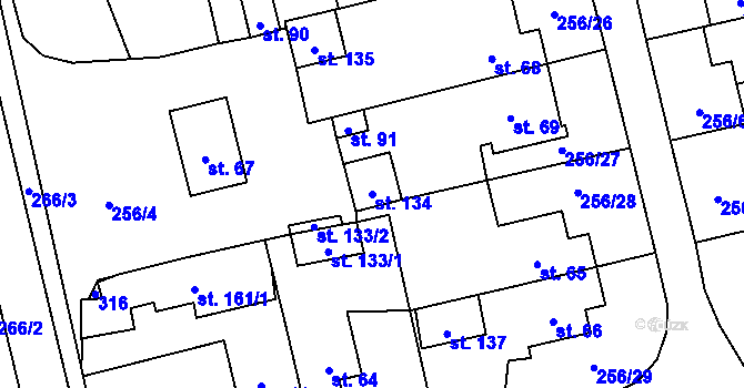 Parcela st. 134 v KÚ Záchlumí u Stříbra, Katastrální mapa