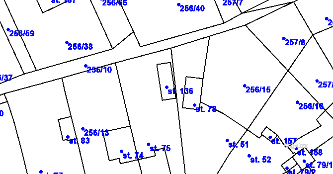 Parcela st. 136 v KÚ Záchlumí u Stříbra, Katastrální mapa