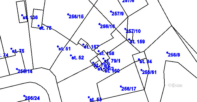 Parcela st. 158 v KÚ Záchlumí u Stříbra, Katastrální mapa