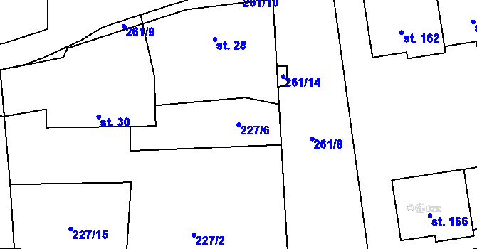 Parcela st. 227/6 v KÚ Záchlumí u Stříbra, Katastrální mapa