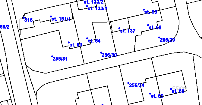 Parcela st. 256/30 v KÚ Záchlumí u Stříbra, Katastrální mapa