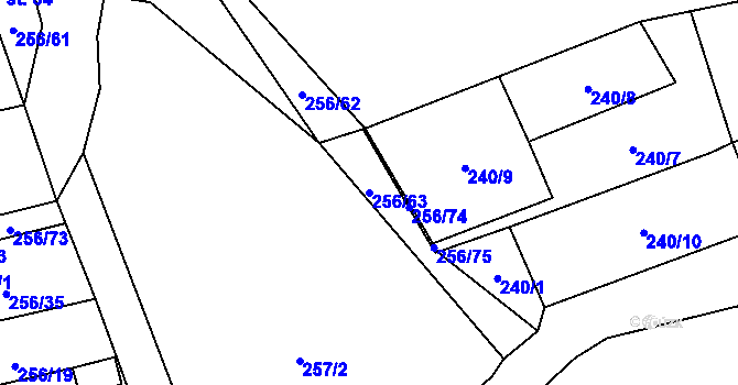 Parcela st. 256/63 v KÚ Záchlumí u Stříbra, Katastrální mapa