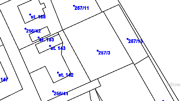 Parcela st. 257/3 v KÚ Záchlumí u Stříbra, Katastrální mapa