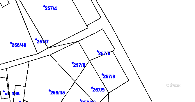 Parcela st. 257/5 v KÚ Záchlumí u Stříbra, Katastrální mapa