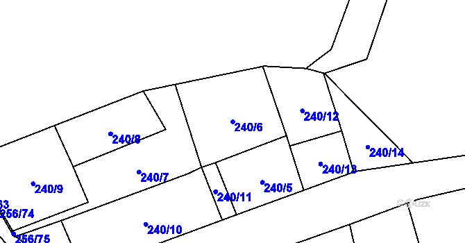 Parcela st. 240/6 v KÚ Záchlumí u Stříbra, Katastrální mapa