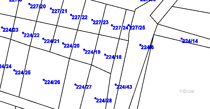 Parcela st. 224/18 v KÚ Záchlumí u Stříbra, Katastrální mapa