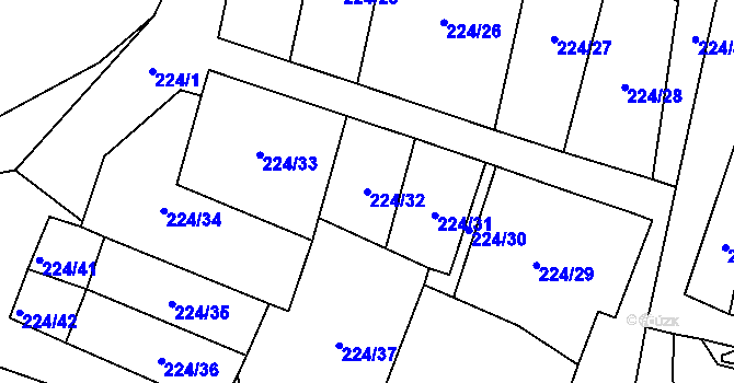 Parcela st. 224/32 v KÚ Záchlumí u Stříbra, Katastrální mapa