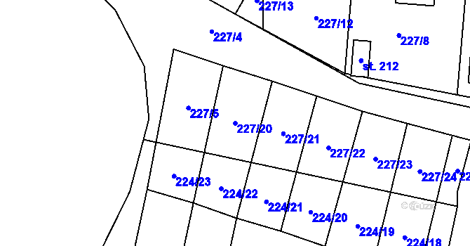 Parcela st. 227/20 v KÚ Záchlumí u Stříbra, Katastrální mapa