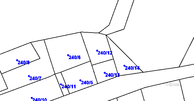 Parcela st. 240/12 v KÚ Záchlumí u Stříbra, Katastrální mapa