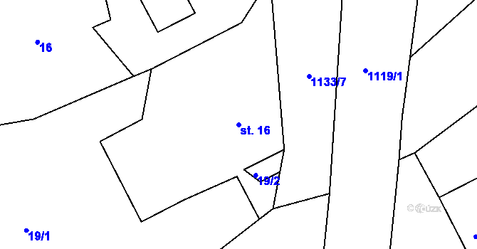 Parcela st. 16 v KÚ Záchlumí, Katastrální mapa