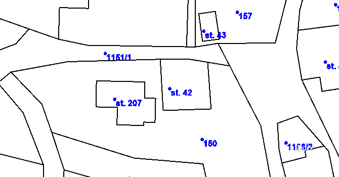 Parcela st. 42 v KÚ Záchlumí, Katastrální mapa