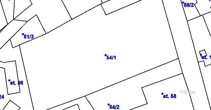 Parcela st. 54/1 v KÚ Záchlumí, Katastrální mapa