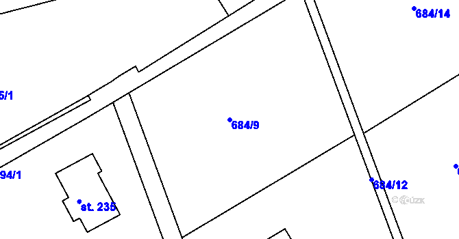 Parcela st. 684/9 v KÚ Záchlumí, Katastrální mapa