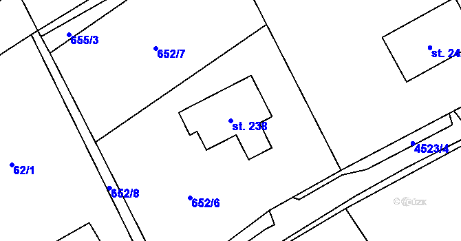 Parcela st. 238 v KÚ Záchlumí, Katastrální mapa