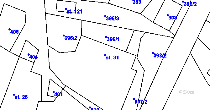 Parcela st. 31 v KÚ Zachotín, Katastrální mapa