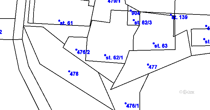 Parcela st. 62/1 v KÚ Zachotín, Katastrální mapa