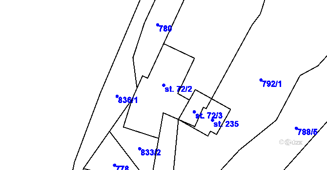 Parcela st. 72/2 v KÚ Zachotín, Katastrální mapa