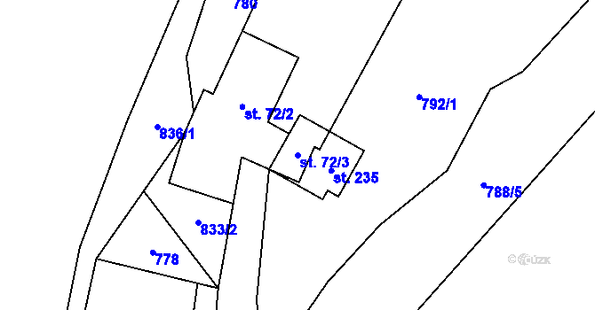 Parcela st. 72/3 v KÚ Zachotín, Katastrální mapa