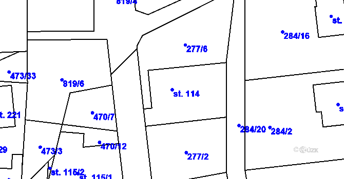 Parcela st. 114 v KÚ Zachotín, Katastrální mapa