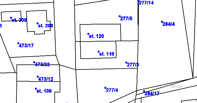 Parcela st. 119 v KÚ Zachotín, Katastrální mapa