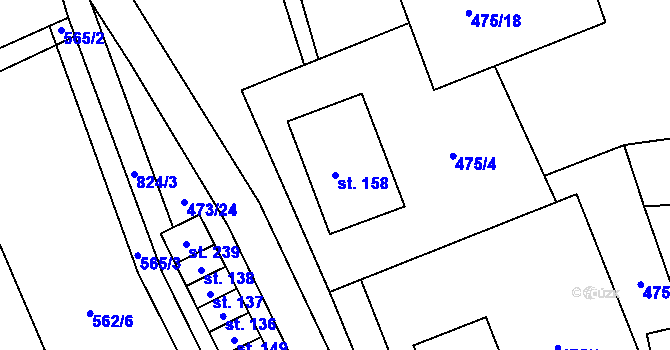 Parcela st. 158 v KÚ Zachotín, Katastrální mapa