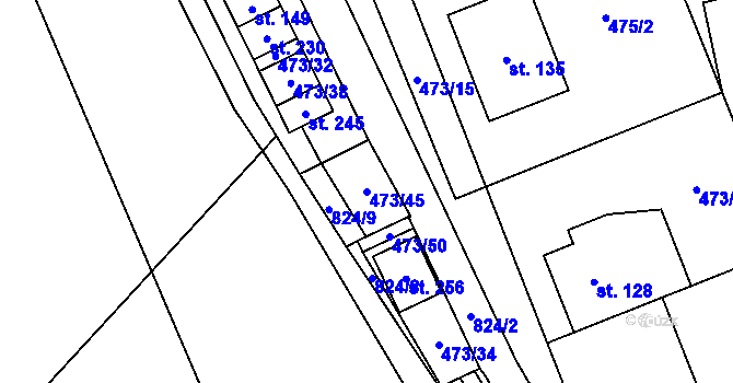 Parcela st. 473/45 v KÚ Zachotín, Katastrální mapa