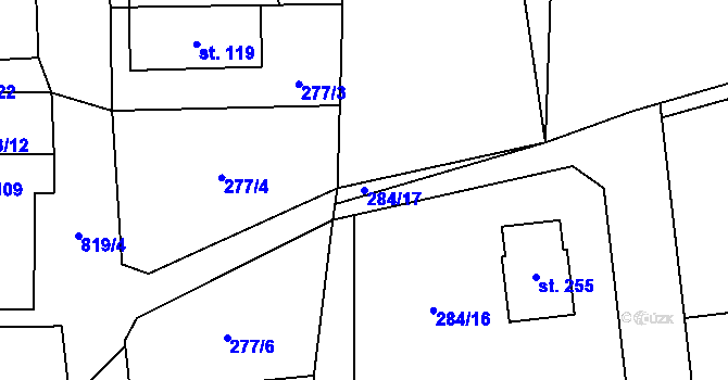 Parcela st. 284/17 v KÚ Zachotín, Katastrální mapa