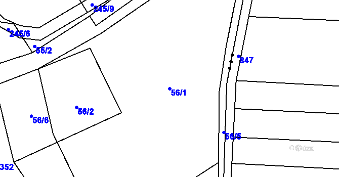 Parcela st. 56/1 v KÚ Vysočany u Nového Bydžova, Katastrální mapa