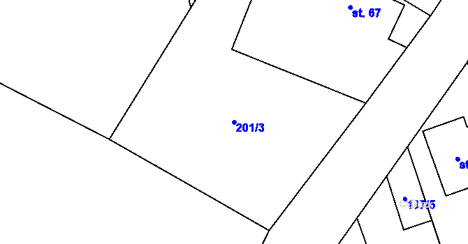 Parcela st. 201/3 v KÚ Vysočany u Nového Bydžova, Katastrální mapa
