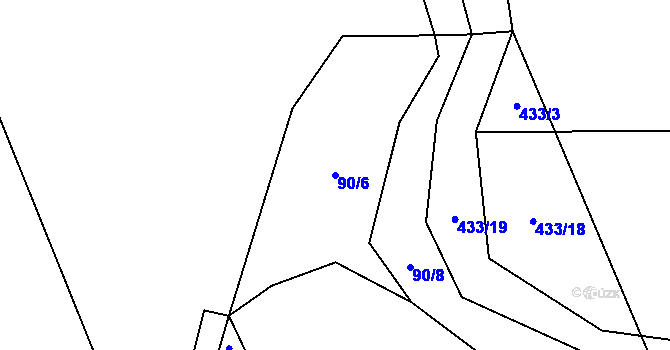 Parcela st. 90/6 v KÚ Vysočany u Nového Bydžova, Katastrální mapa