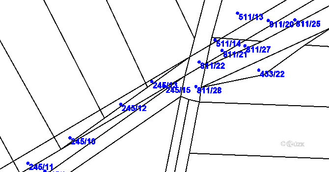 Parcela st. 245/15 v KÚ Vysočany u Nového Bydžova, Katastrální mapa