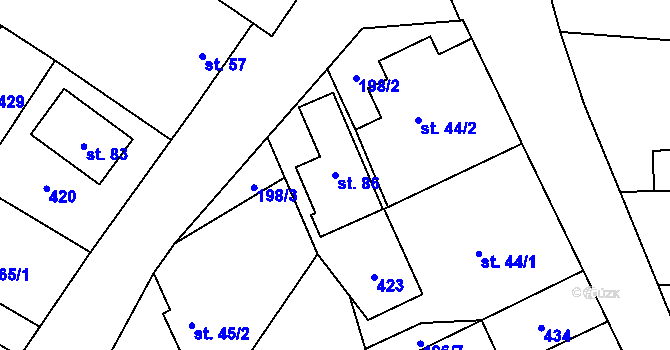 Parcela st. 86 v KÚ Vysočany u Nového Bydžova, Katastrální mapa