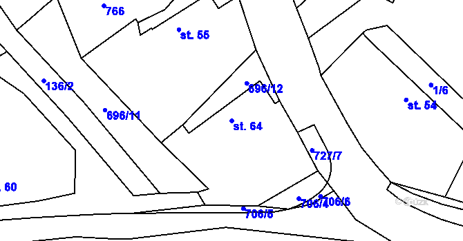Parcela st. 64 v KÚ Zachrašťany, Katastrální mapa