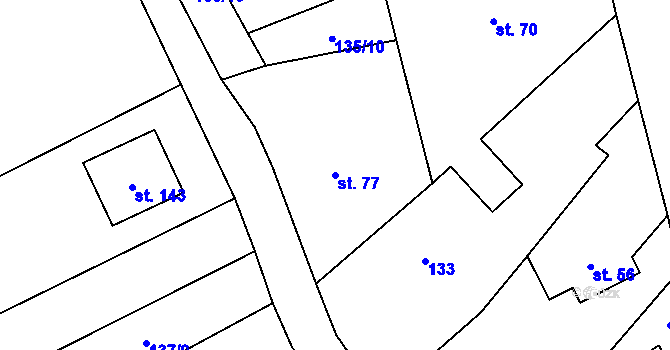 Parcela st. 77 v KÚ Zachrašťany, Katastrální mapa