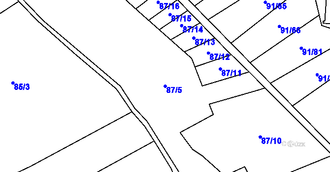 Parcela st. 87/5 v KÚ Zachrašťany, Katastrální mapa
