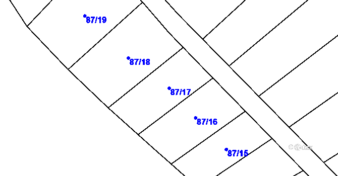 Parcela st. 87/17 v KÚ Zachrašťany, Katastrální mapa