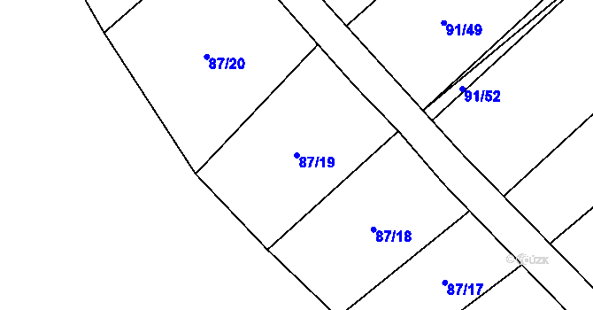 Parcela st. 87/19 v KÚ Zachrašťany, Katastrální mapa