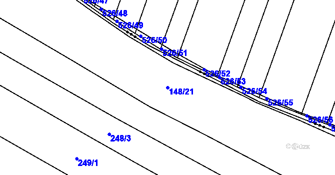 Parcela st. 148/21 v KÚ Zachrašťany, Katastrální mapa