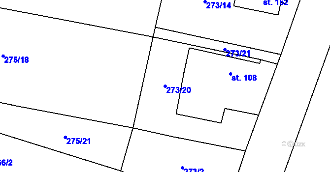 Parcela st. 273/20 v KÚ Zachrašťany, Katastrální mapa