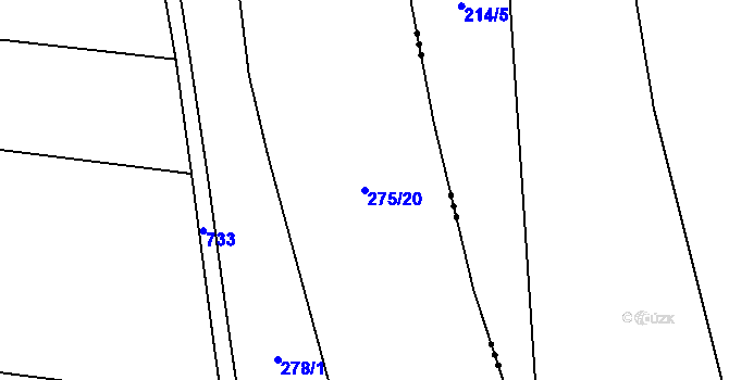 Parcela st. 275/20 v KÚ Zachrašťany, Katastrální mapa