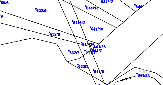 Parcela st. 611/27 v KÚ Zachrašťany, Katastrální mapa