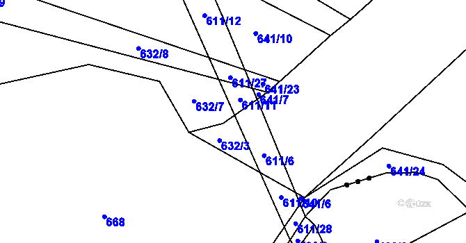 Parcela st. 632/4 v KÚ Zachrašťany, Katastrální mapa