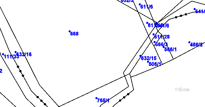 Parcela st. 632/5 v KÚ Zachrašťany, Katastrální mapa